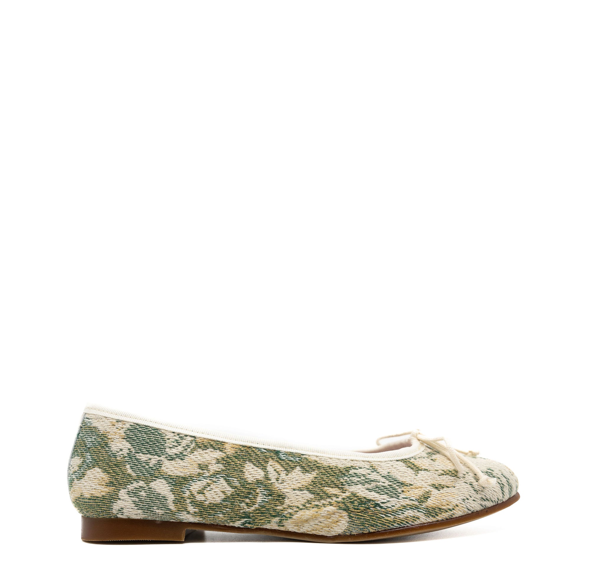 LMDI Green Jacquard Bow Ballet Flat-Tassel Children Shoes