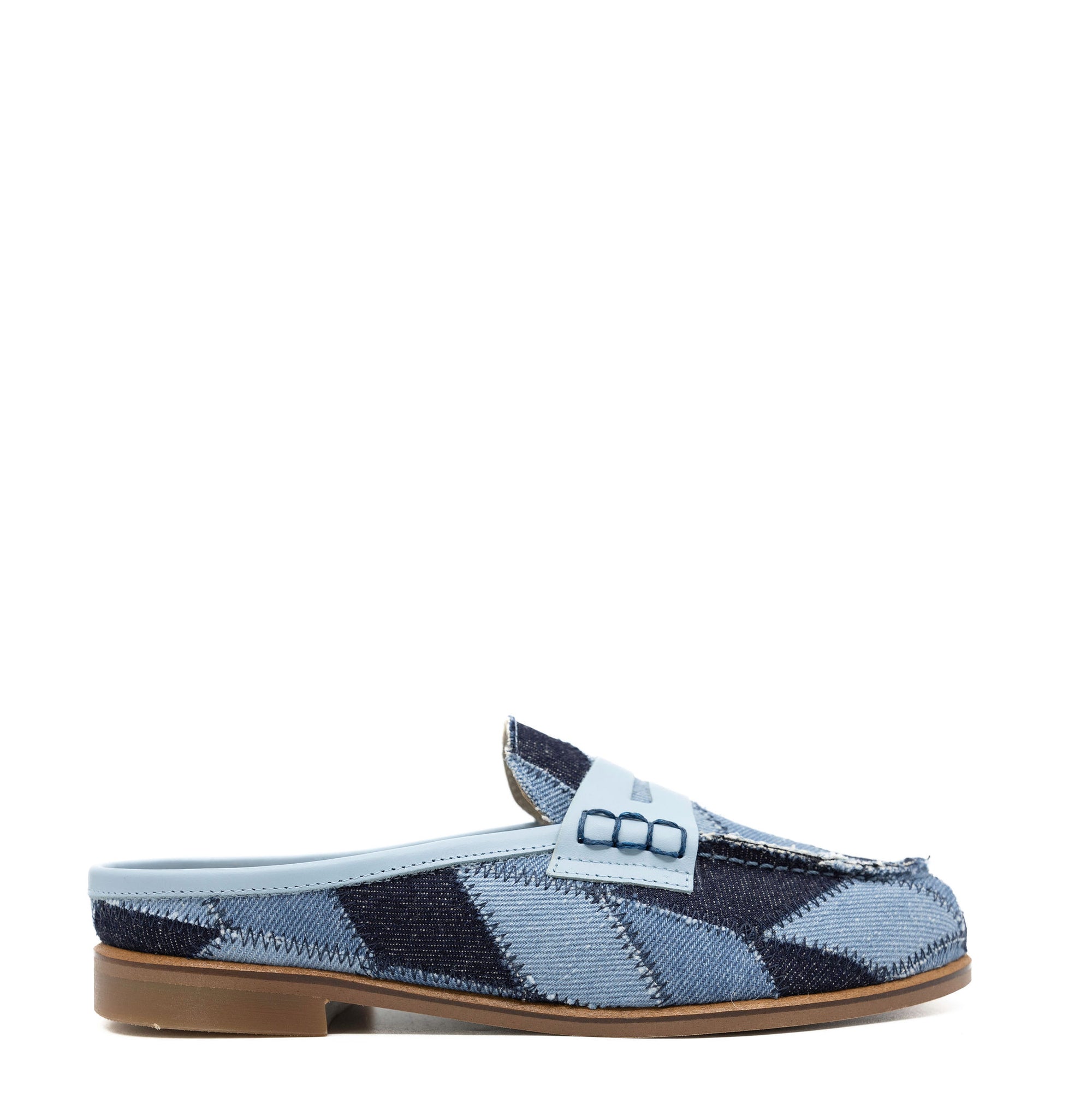 LMDI Denim Patchwork Penny Mule-Tassel Children Shoes