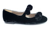 Papanatas Black Velvet Double Bow Slip-on-Tassel Children Shoes