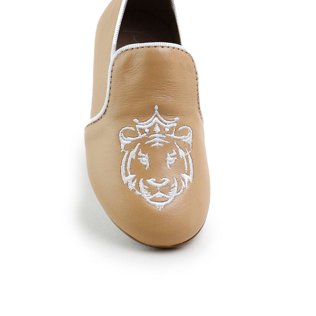 Papanatas Cappuccino Lion Smoking Loafer-Tassel Children Shoes