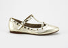 Papanatas Gold Rock Studded Pointed T-strap-Tassel Children Shoes