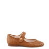 Papanatas Camel Leather Weave Pointed Mary Jane-Tassel Children Shoes