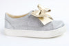 Papanatas Silver and Gold Bow Velcro Sneaker-Tassel Children Shoes