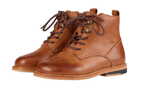 Young Soles Buster Tan Burnished Boot-Tassel Children Shoes