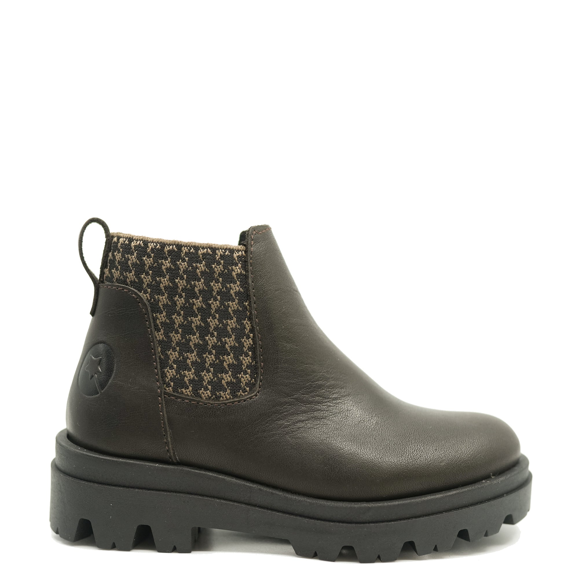 LMDI Mocha Houndstooth Combat Boot-Tassel Children Shoes