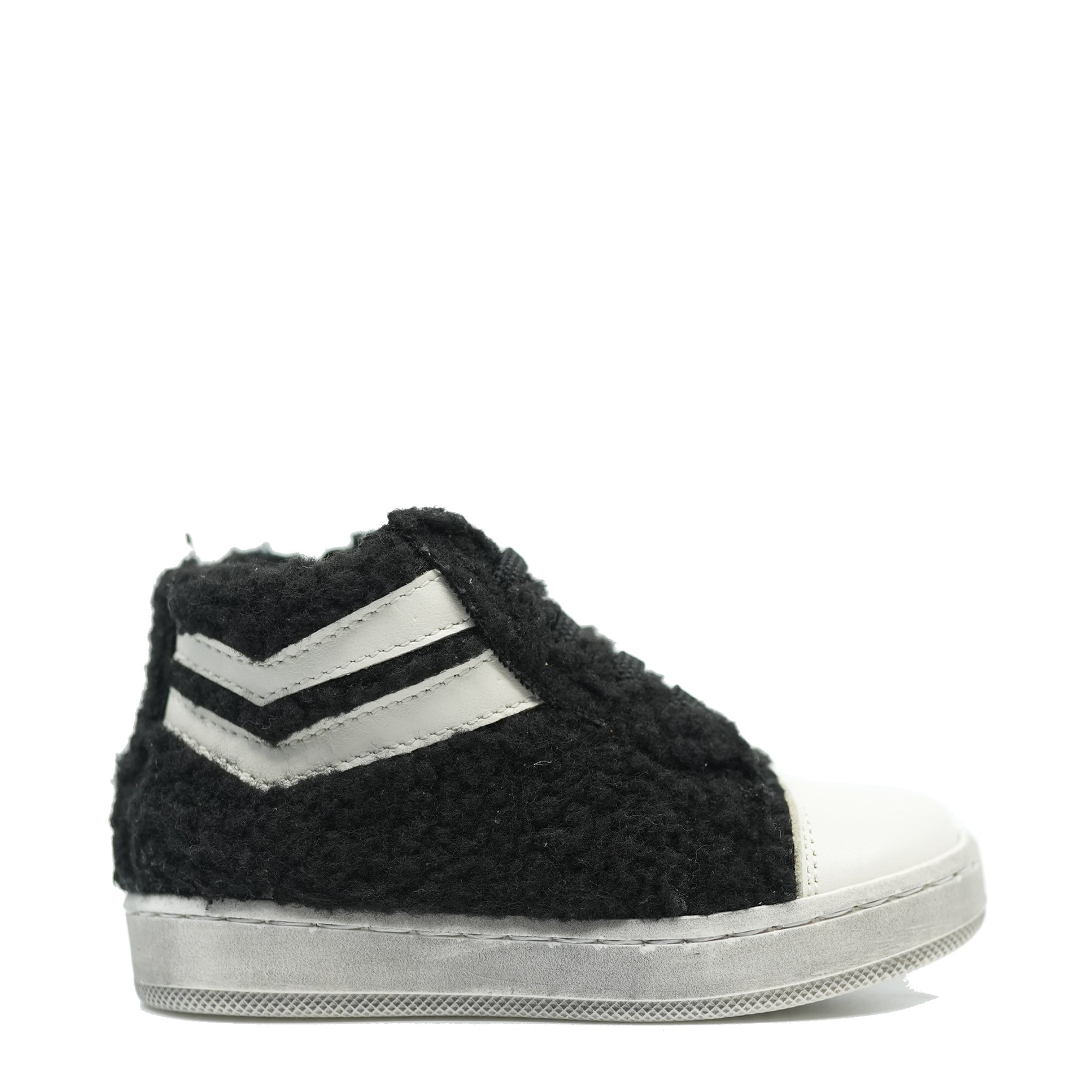 Blublonc Black Shearling Baby Sneaker-Tassel Children Shoes