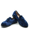 Beberlis Navy Velvet Elastic Penny Loafer-Tassel Children Shoes