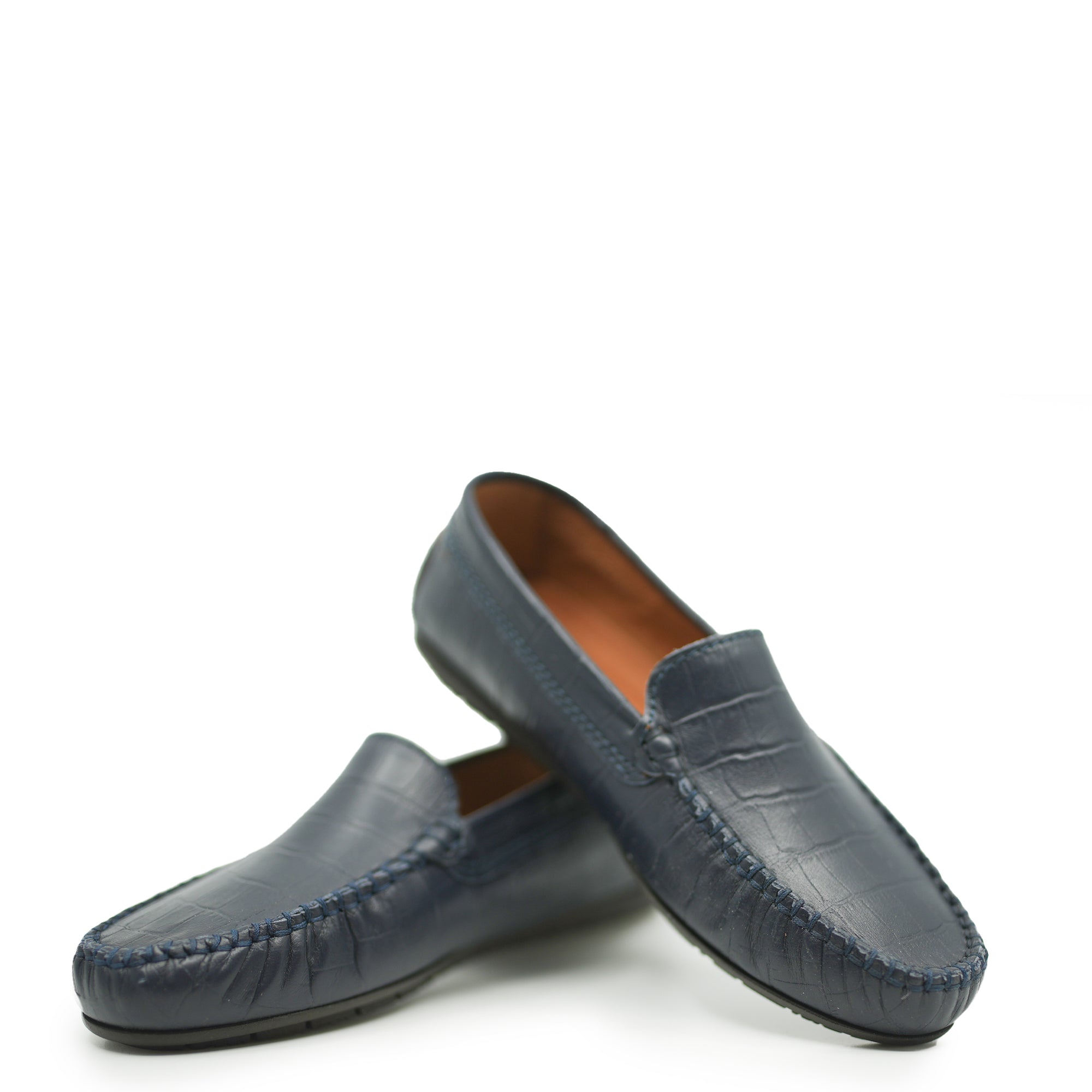 Atlanta Mocassin Navy Croc Loafer-Tassel Children Shoes