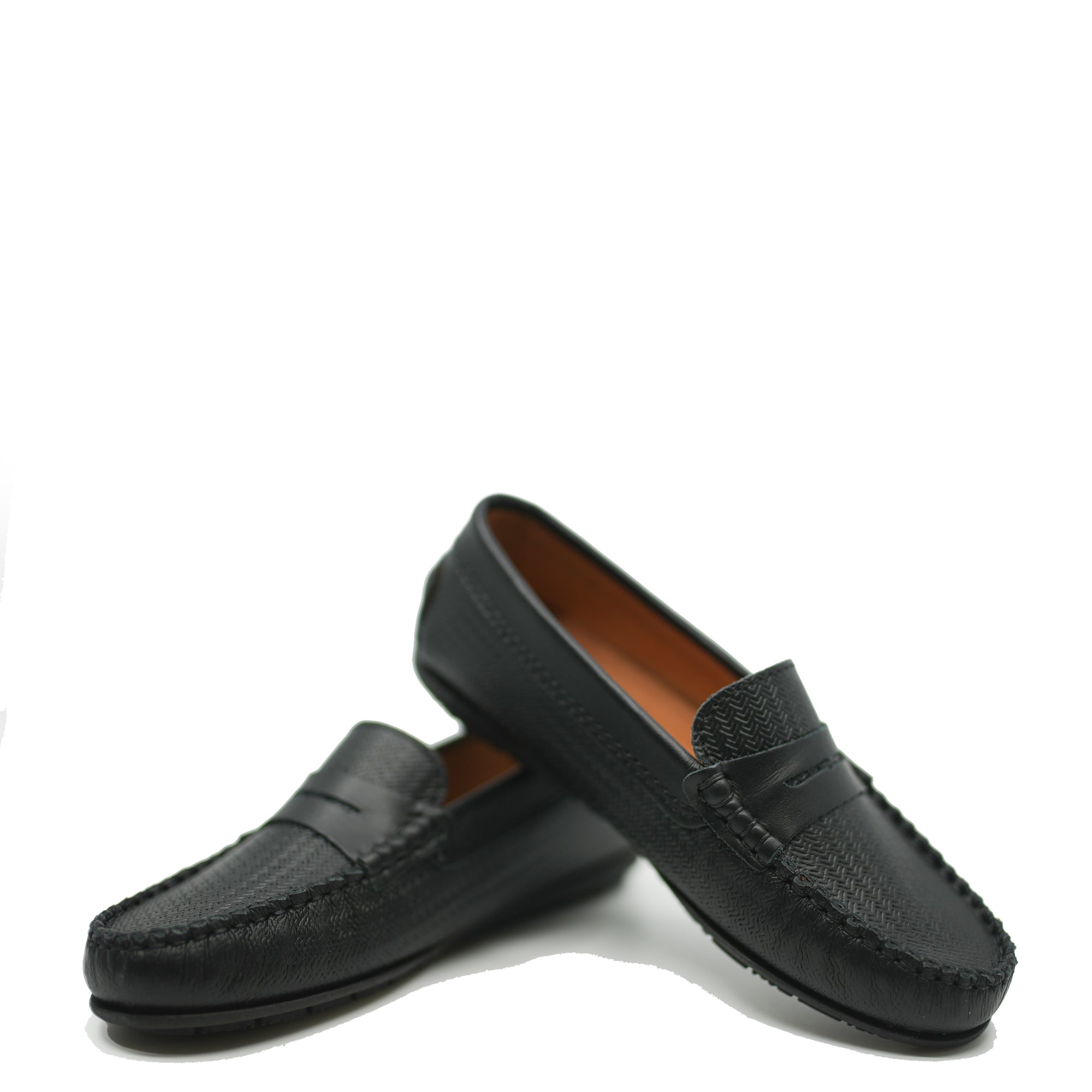 Atlanta Mocassin Black Weave Penny Loafer-Tassel Children Shoes