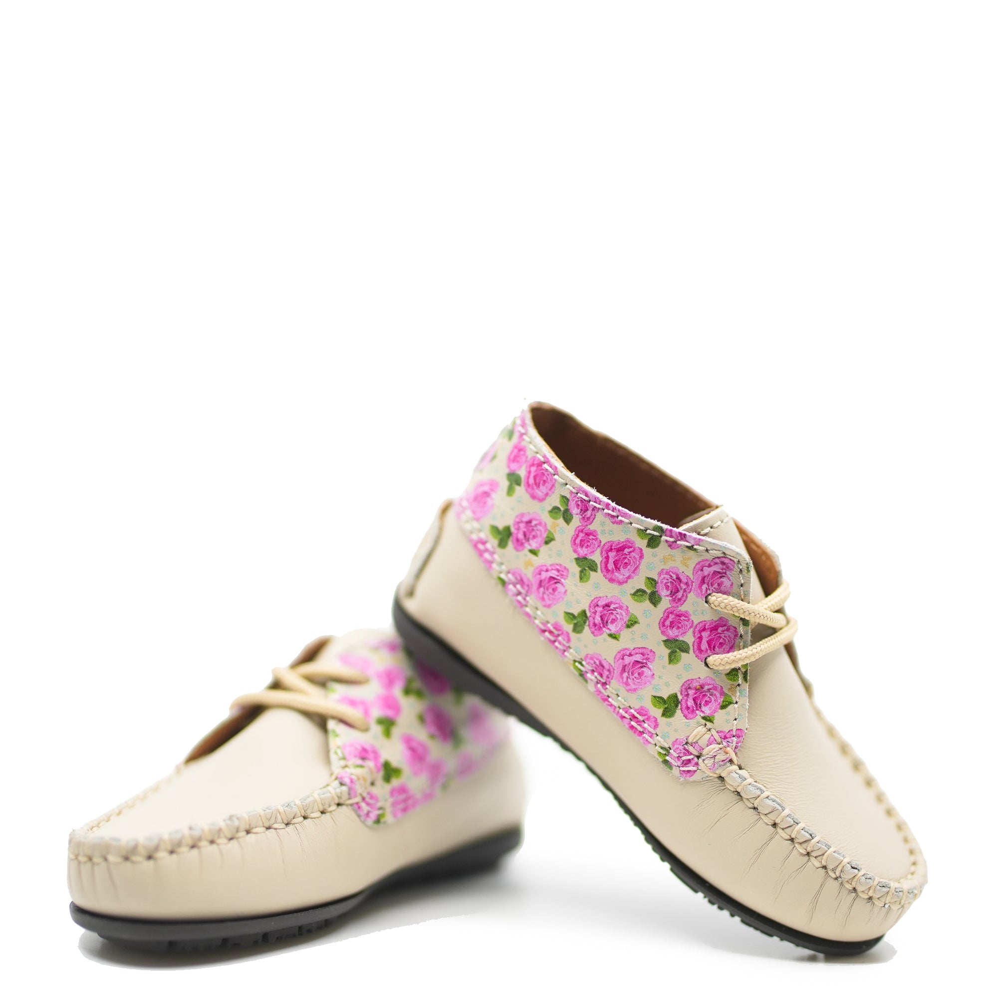 Atlanta Mocassin Taupe Roses Baby Bootie-Tassel Children Shoes