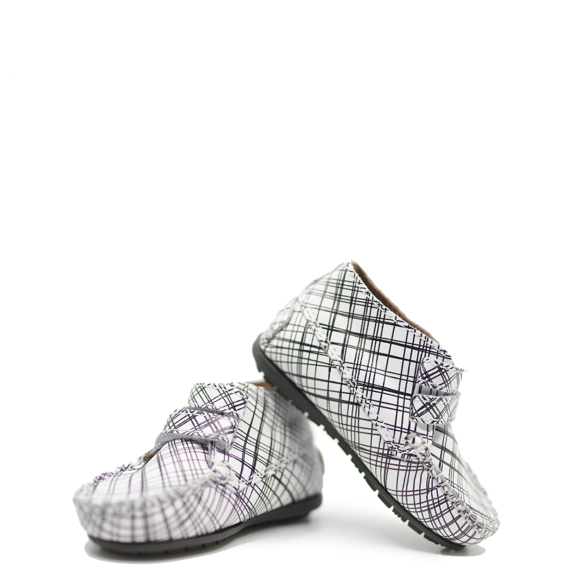 Atlanta Mocassin White Geometric Velcro Baby Bootie-Tassel Children Shoes