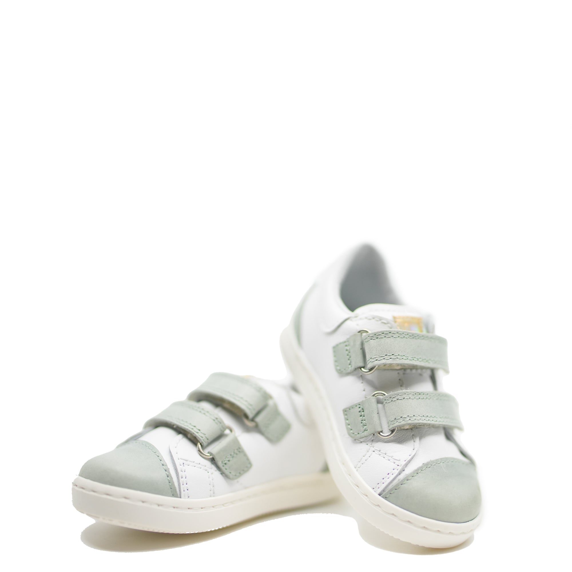 Beberlis White and Mint Velcro Sneaker-Tassel Children Shoes