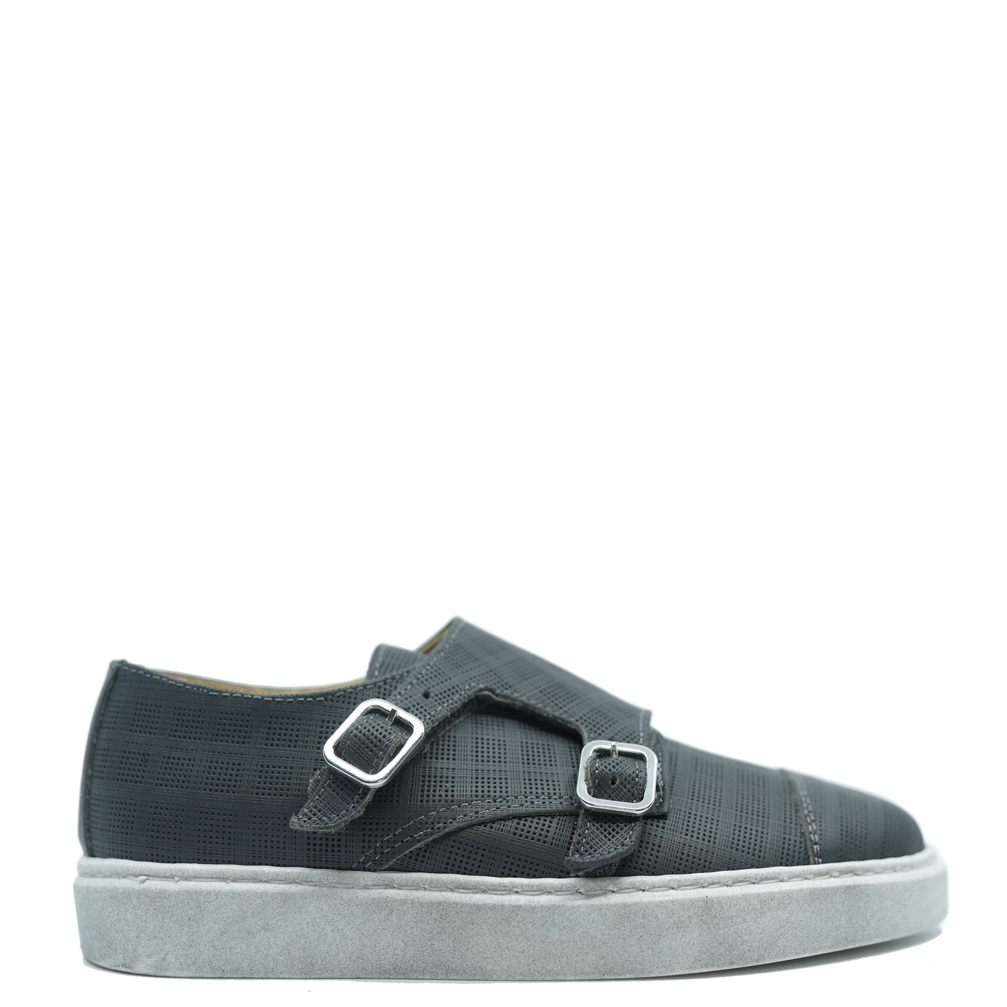 Brunellis Gray Textured Velcro Dress Sneaker-Tassel Children Shoes
