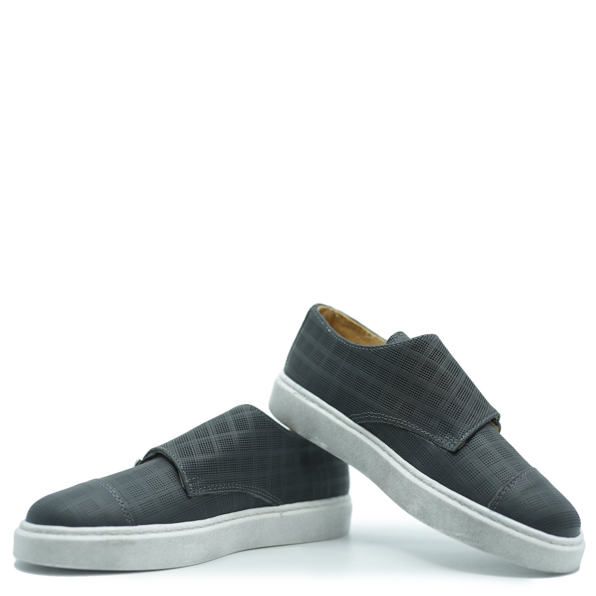 Brunellis Gray Textured Velcro Dress Sneaker-Tassel Children Shoes