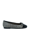 Spain+Co Black and White Tweed Bow Ballet-Tassel Children Shoes