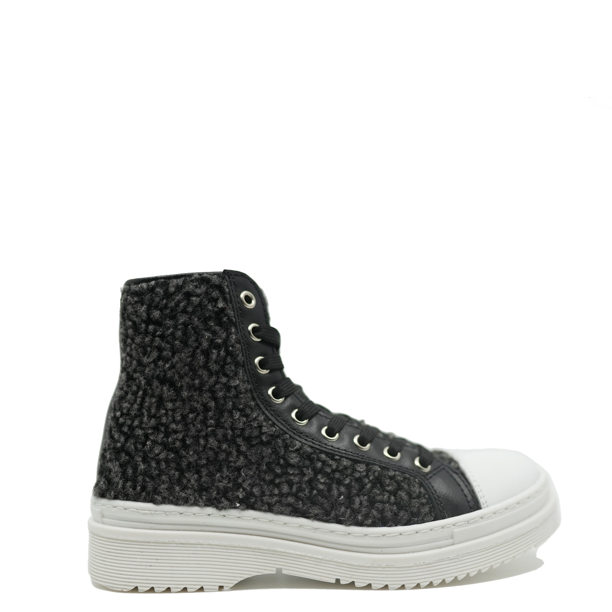 Blublonc Gray Sherpa Sneaker Boot-Tassel Children Shoes