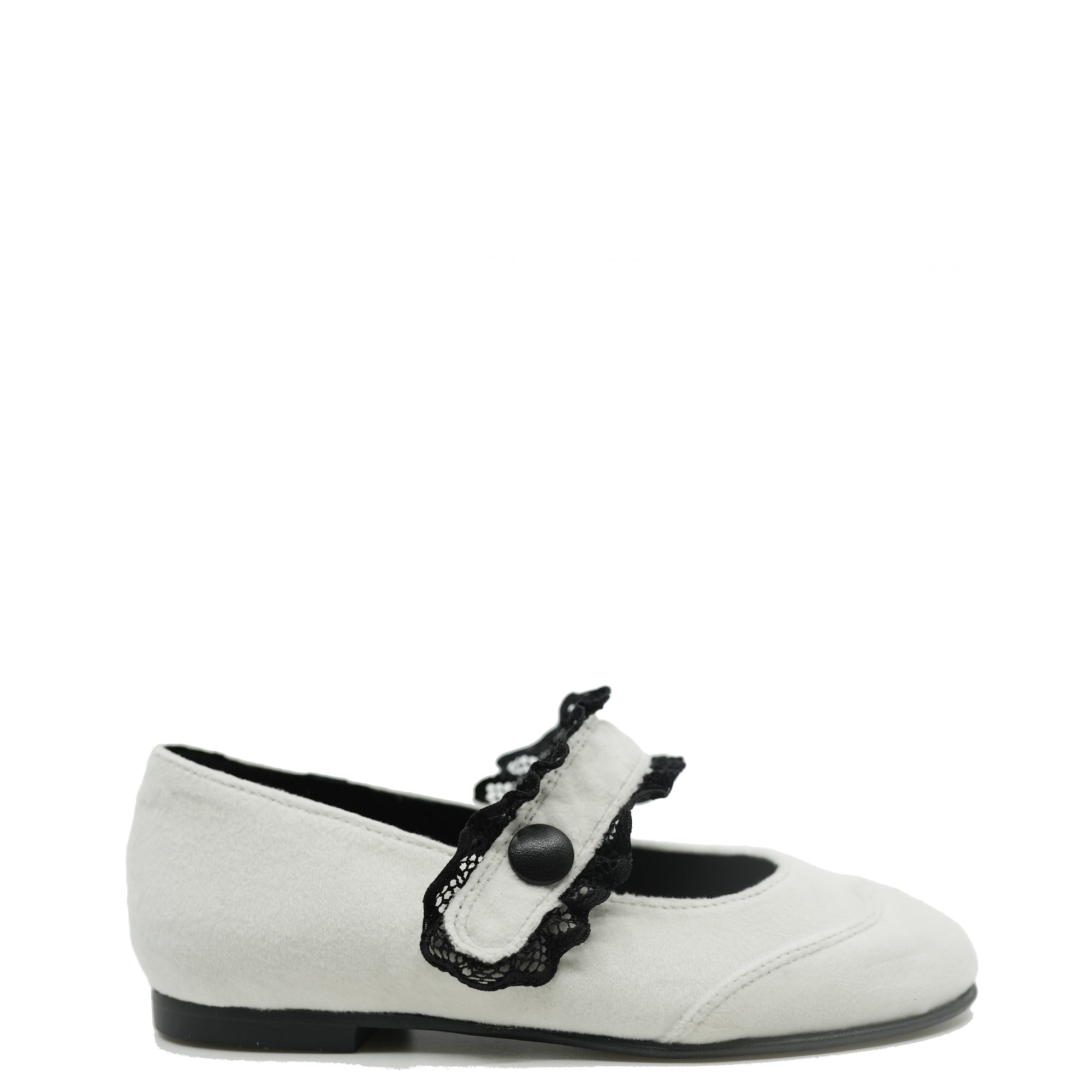 Blublonc White Velvet Lace Wingtip Mary Jane-Tassel Children Shoes