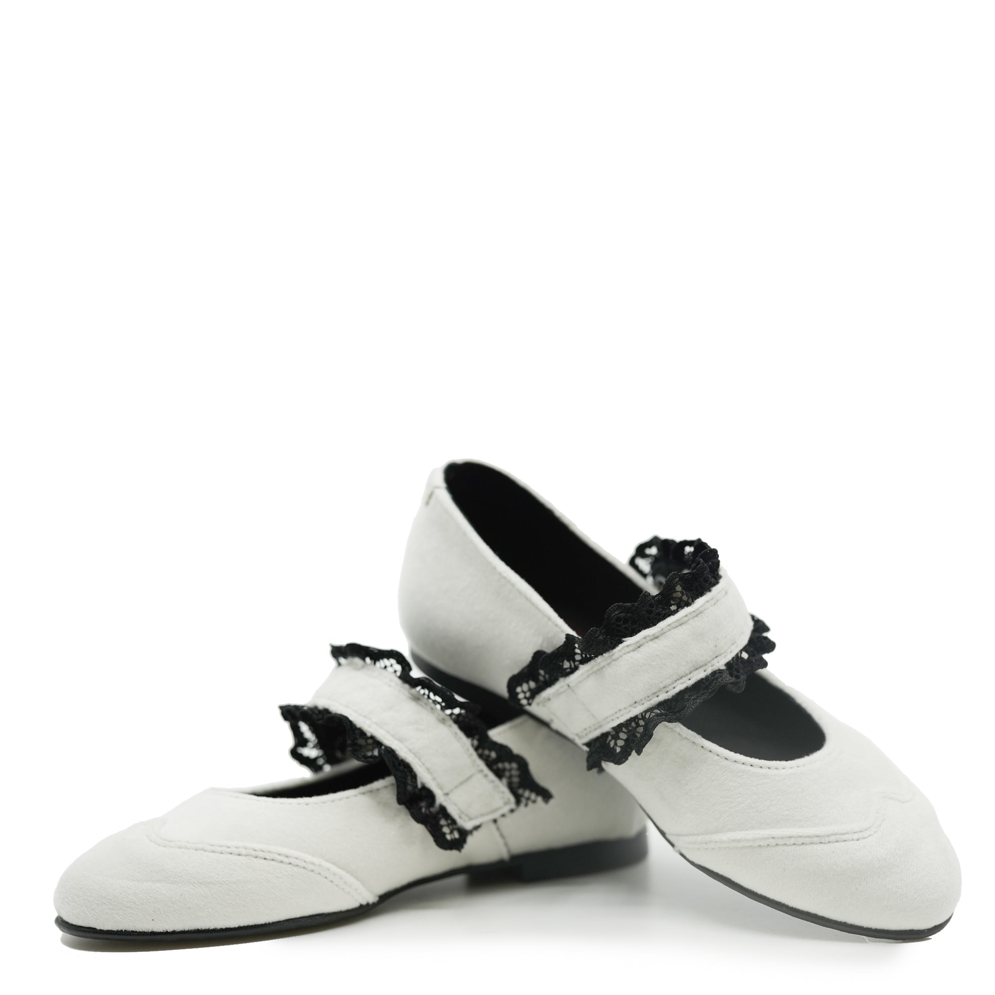 Blublonc White Velvet Lace Wingtip Mary Jane-Tassel Children Shoes