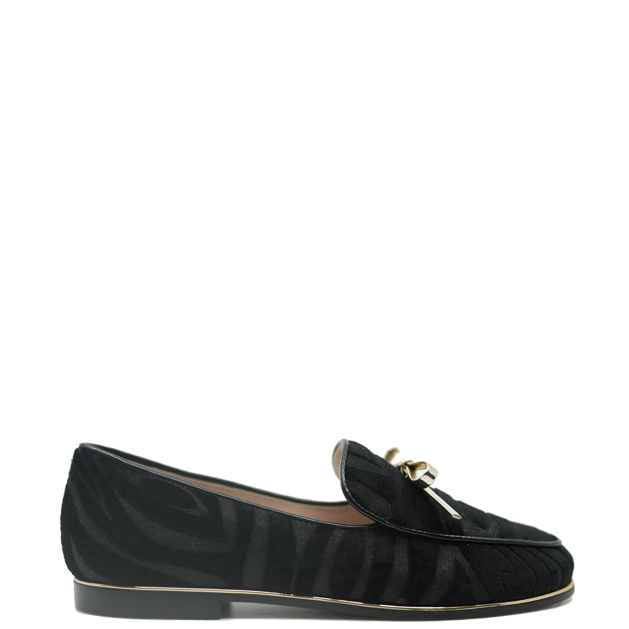 Beberlis Black and Gold Zebra Bow Loafer-Tassel Children Shoes