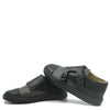 Blublonc Black and Gray Textured Double Monk Velcro Dress Sneaker-Tassel Children Shoes