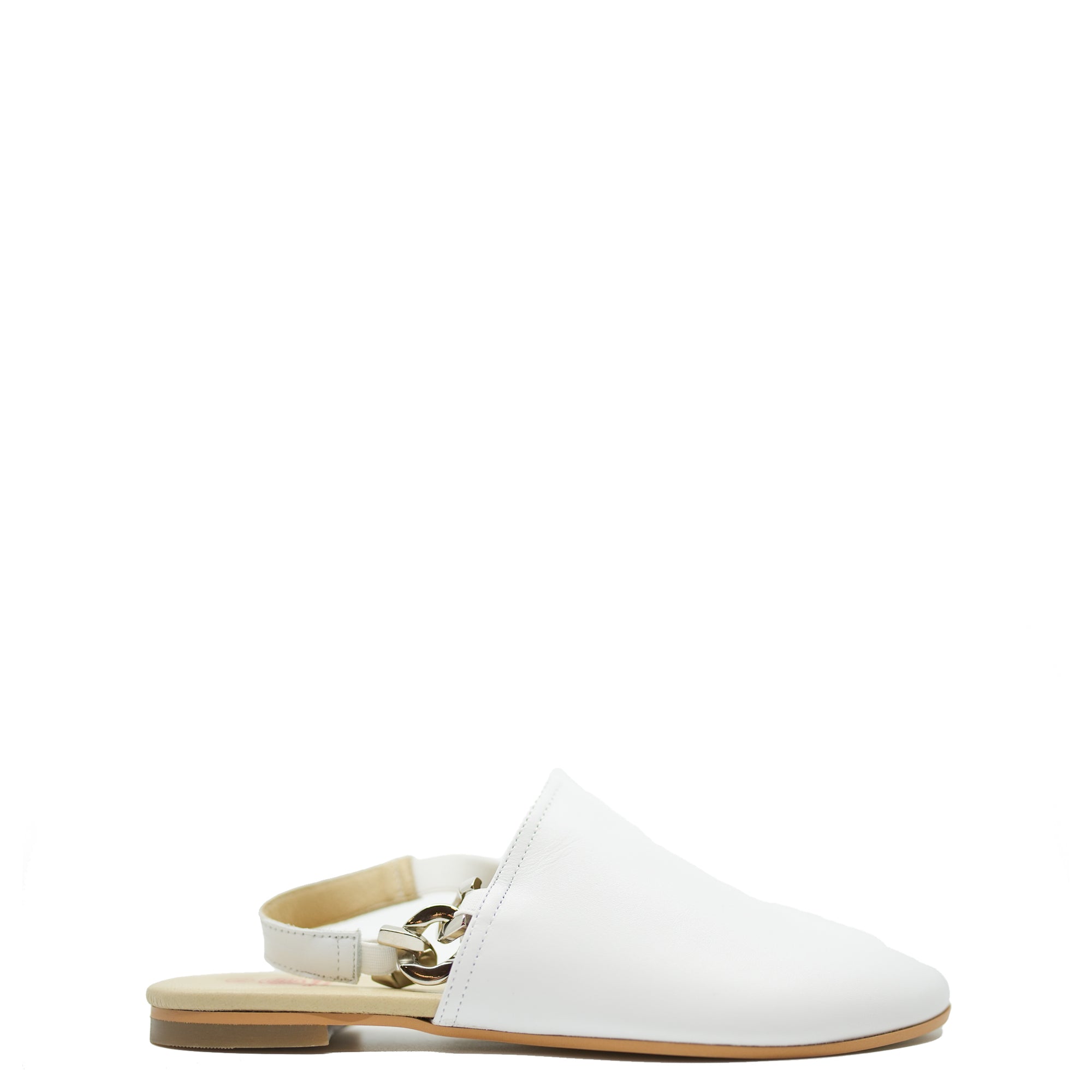 Blublonc White Chain Mule-Tassel Children Shoes