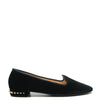 Spain+Co Black Velvet Studded Heel Flat-Tassel Children Shoes