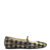 Manuela Blue and Gold Checkered Mary Jane-Tassel Children Shoes