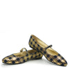 Manuela Blue and Gold Checkered Mary Jane-Tassel Children Shoes