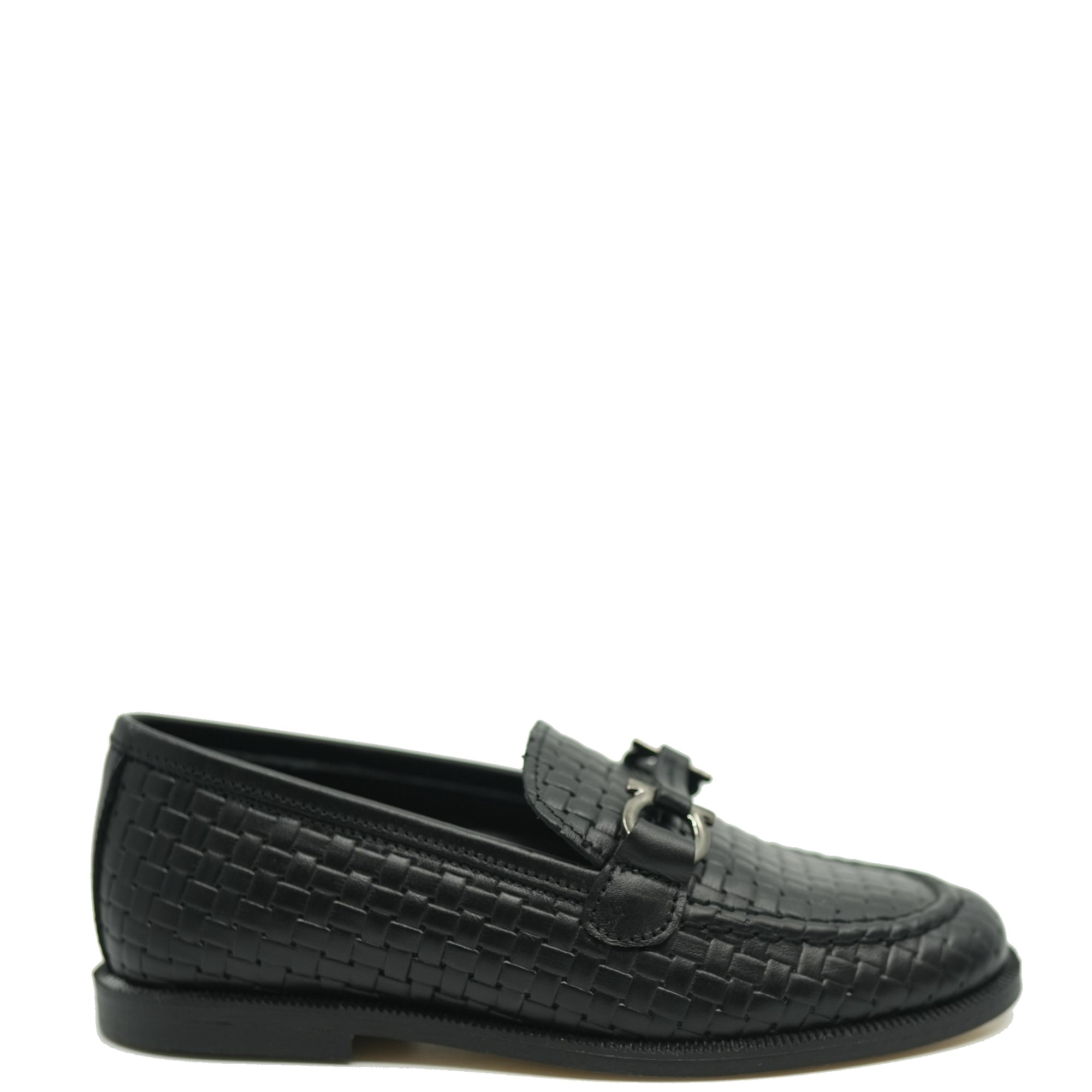 Brunellis Black Weave Toggle Dress Shoe-Tassel Children Shoes