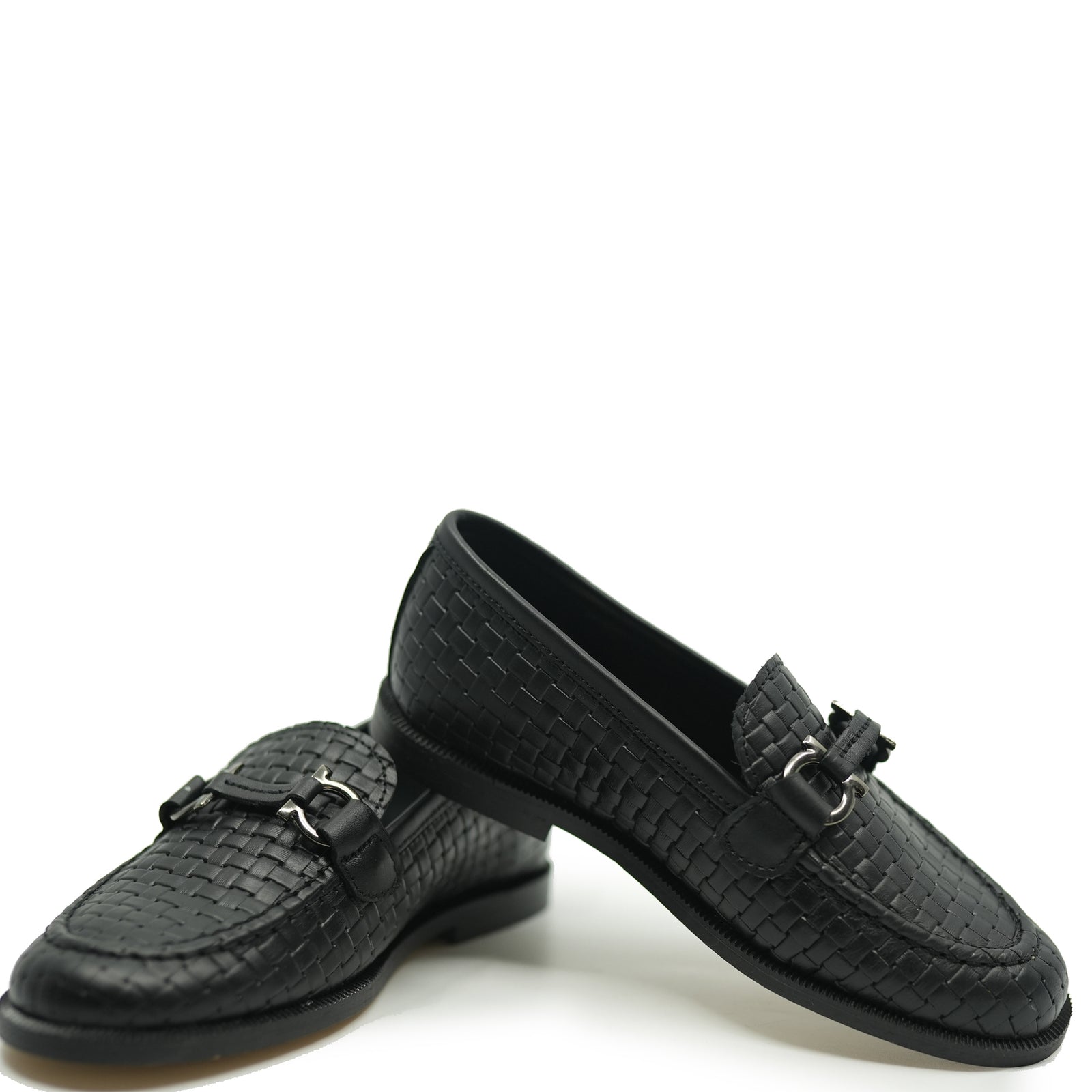 Brunellis Black Weave Toggle Dress Shoe-Tassel Children Shoes