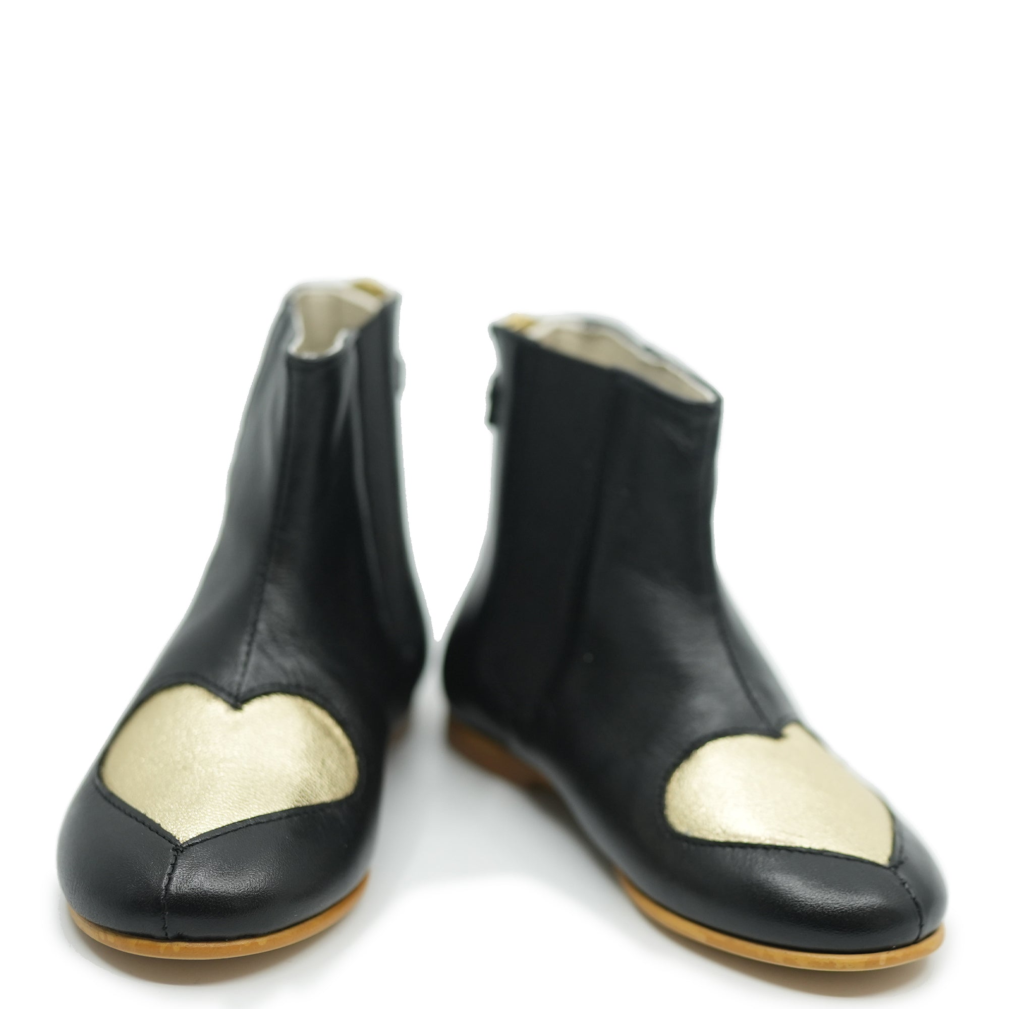Sonatina Black and Gold Heart Zipper Boot-Tassel Children Shoes