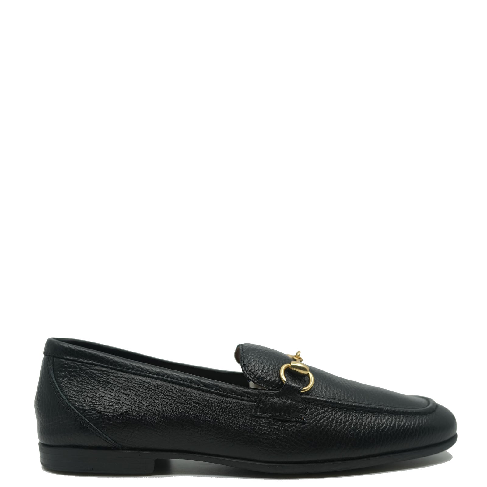 Atlanta Mocassin Black Pebbled Buckle Yacht Loafer-Tassel Children Shoes