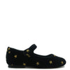 Manuela Black Velvet and Gold Star Mary Jane-Tassel Children Shoes