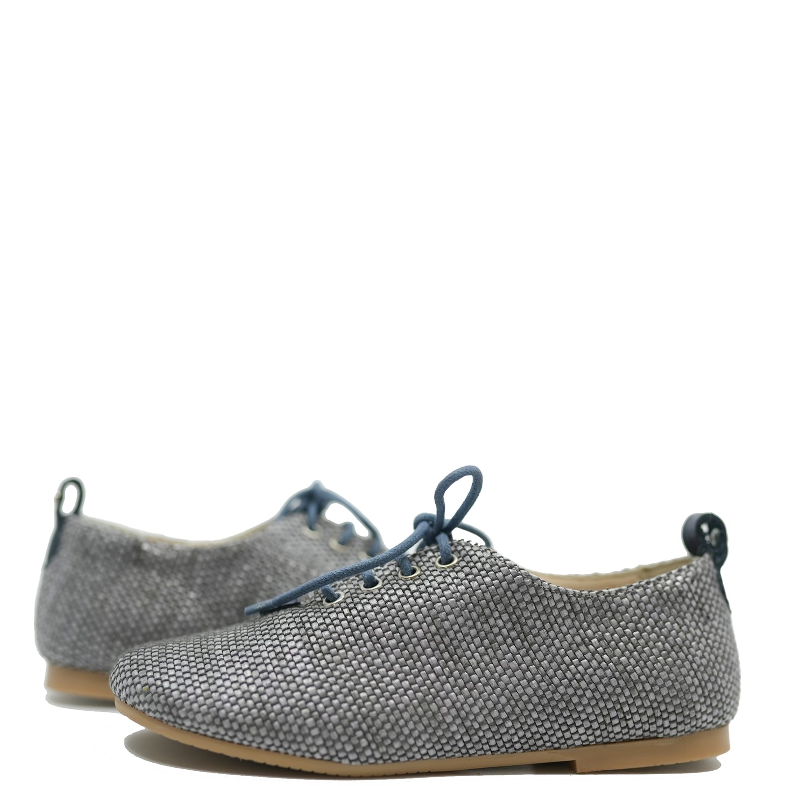 Manuela Blue Weave Lace Up Oxford-Tassel Children Shoes