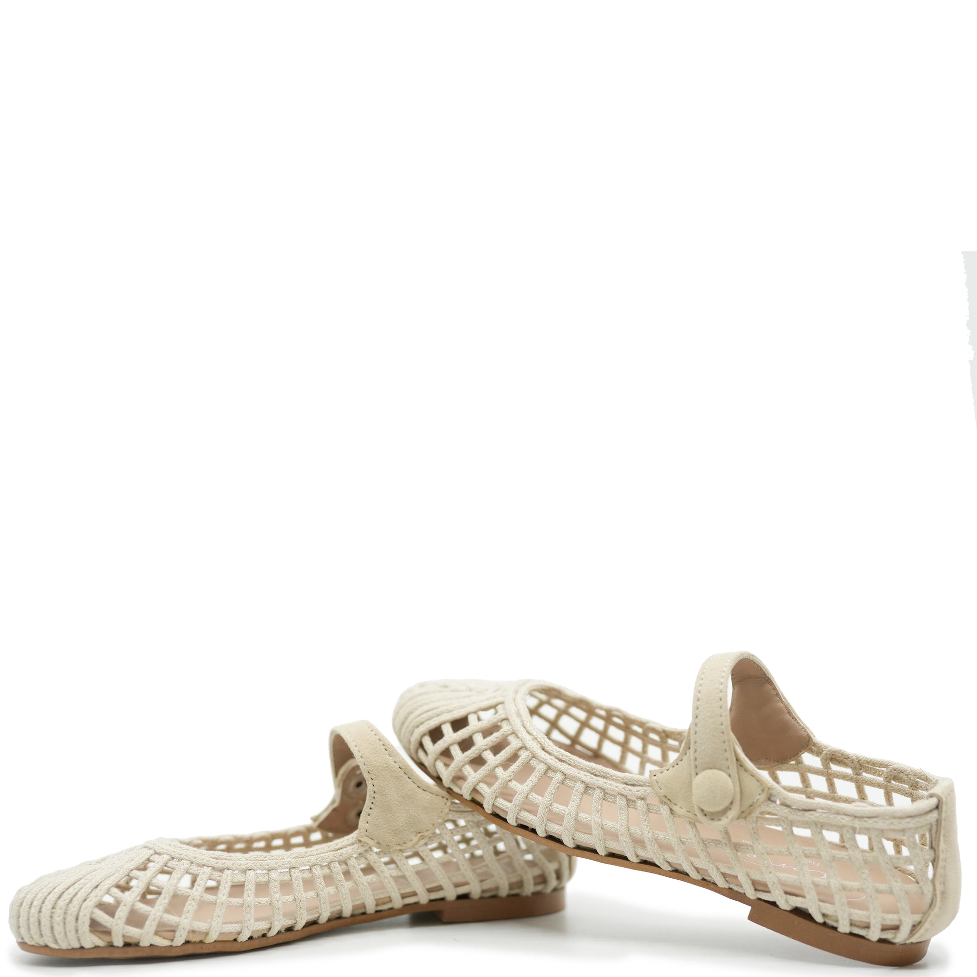 Papanatas Beige Basketweave Mary Jane-Tassel Children Shoes