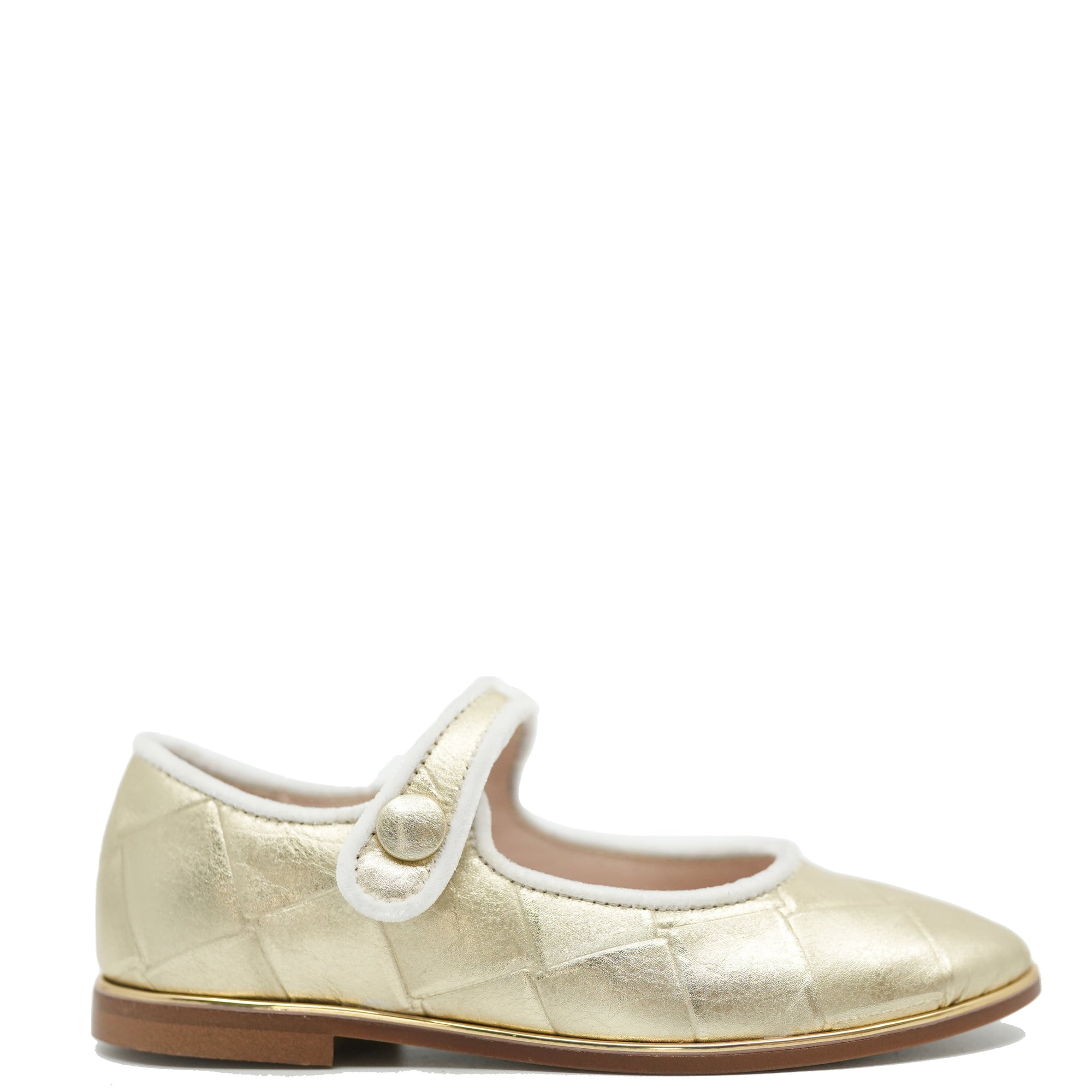 Beberlis Gold Diamond Cut Pointed Mary Jane-Tassel Children Shoes