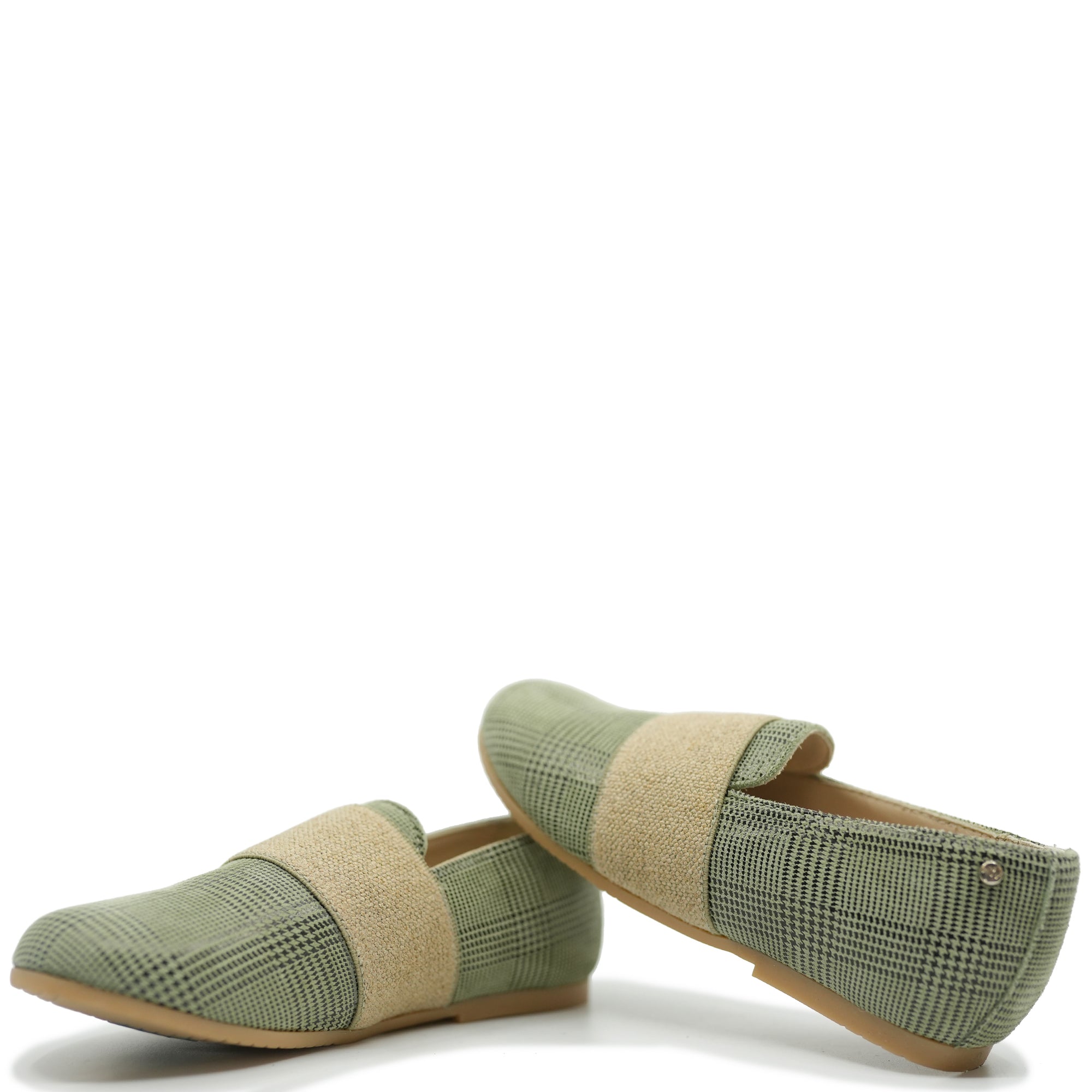 Manuela Moss Plaid Elastic Smoking Loafer-Tassel Children Shoes
