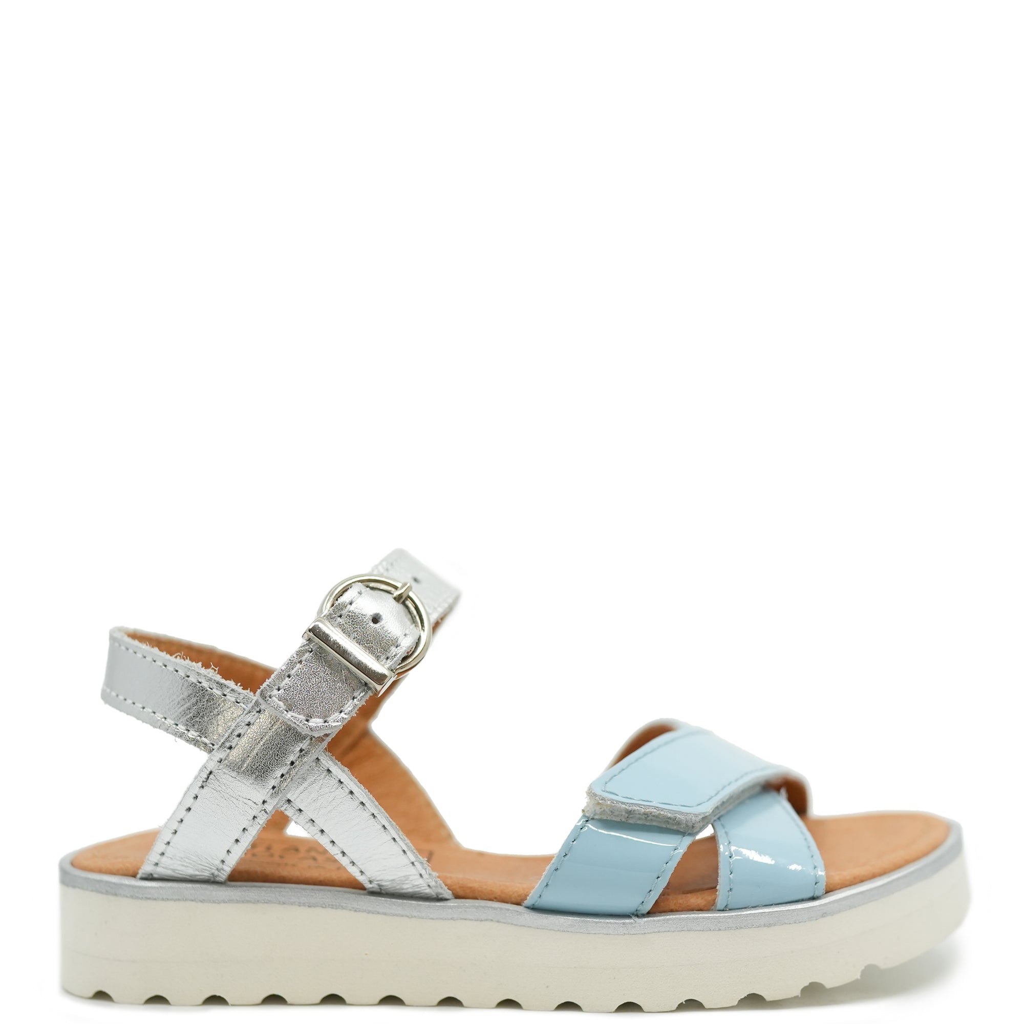 Atlanta Mocassin Sky Blue and Silver Sandal-Tassel Children Shoes