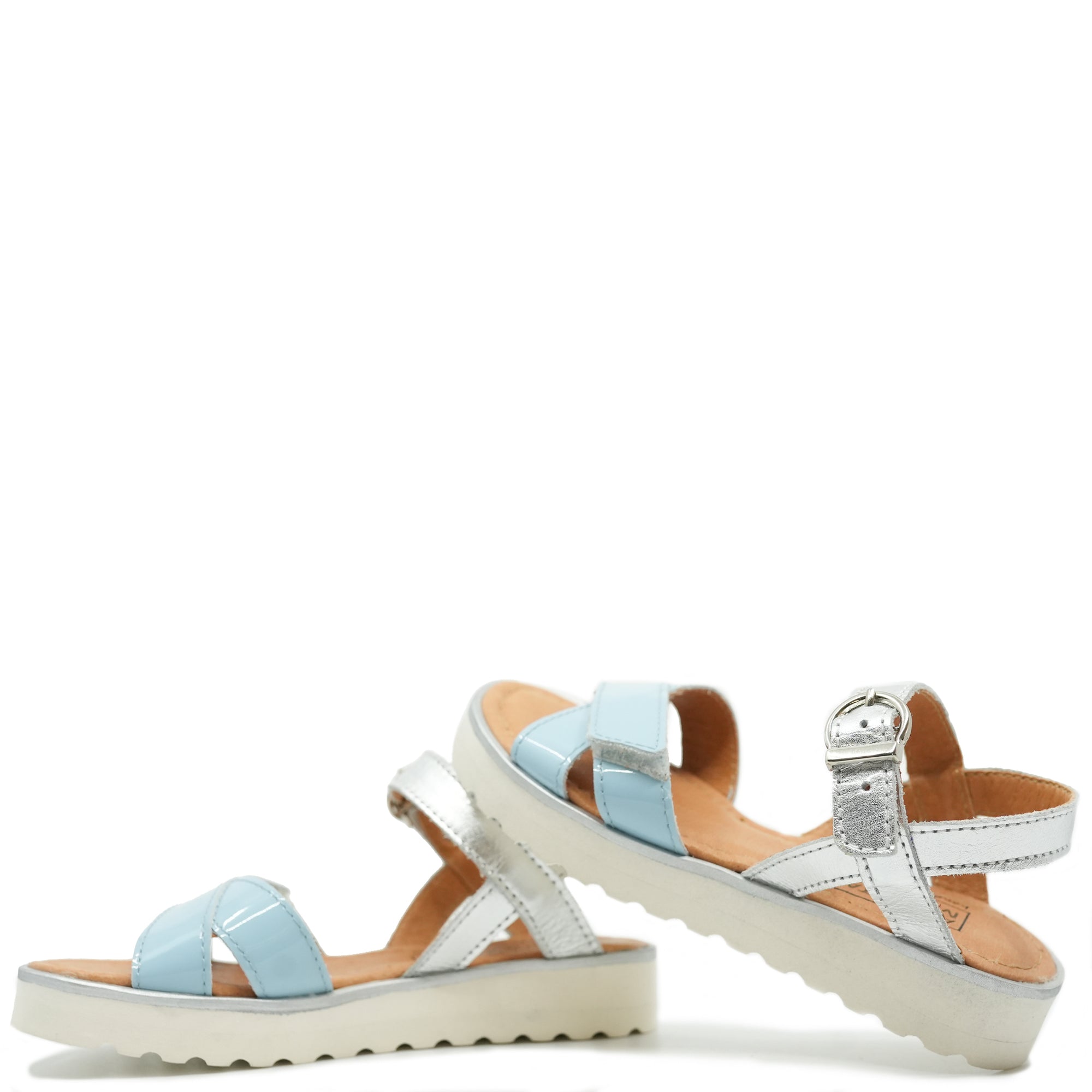 Atlanta Mocassin Sky Blue and Silver Sandal-Tassel Children Shoes