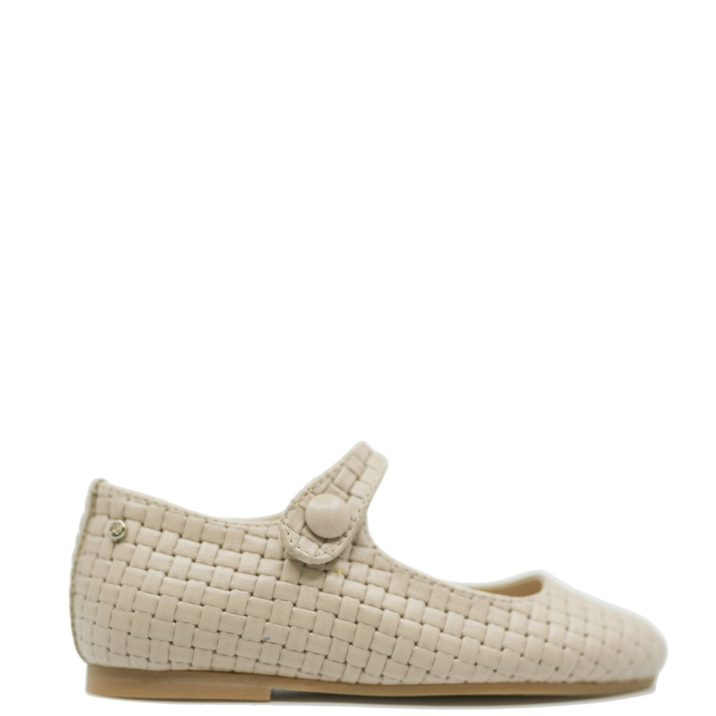 Manuela Nude Weave Mary Jane-Tassel Children Shoes