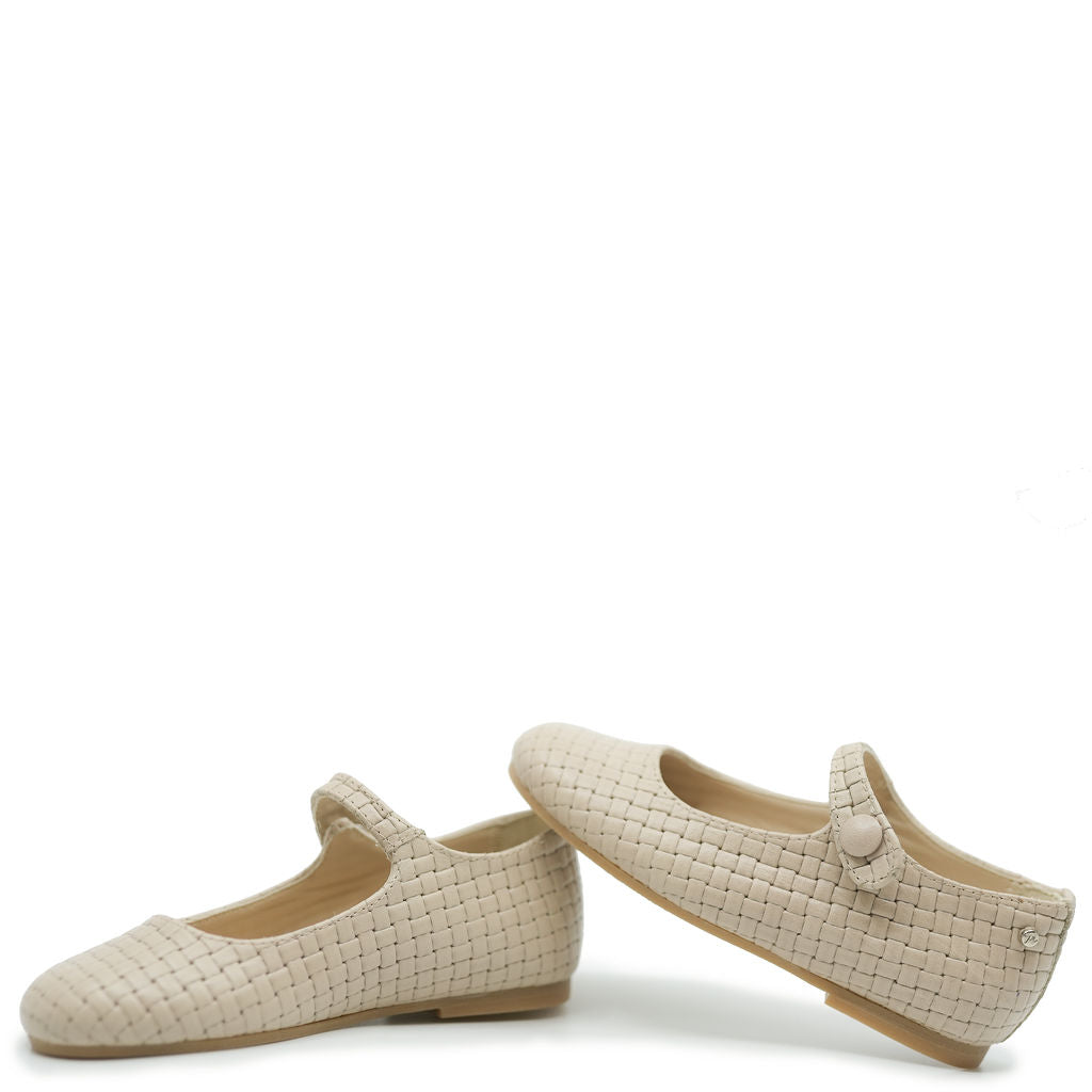 Manuela Nude Weave Mary Jane-Tassel Children Shoes