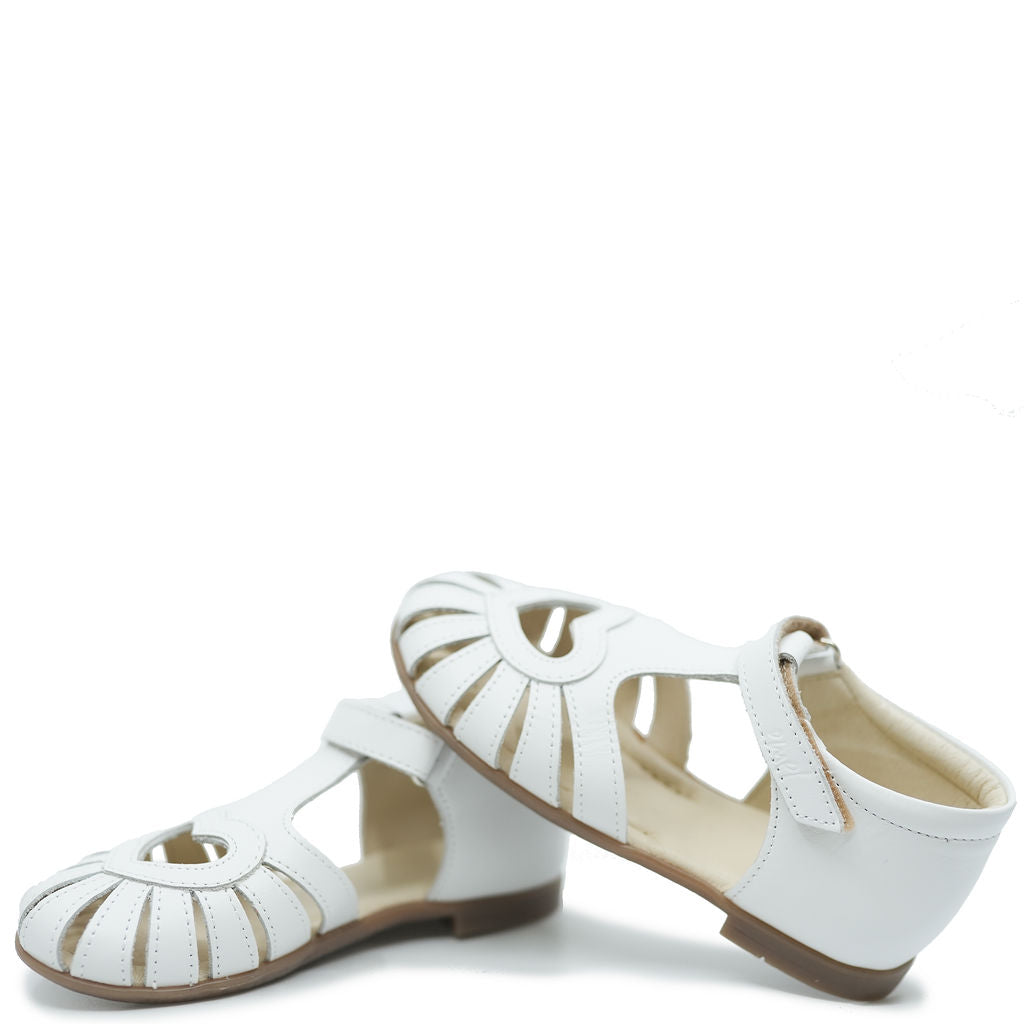 Emel White Heart Closed Toe Sandal-Tassel Children Shoes