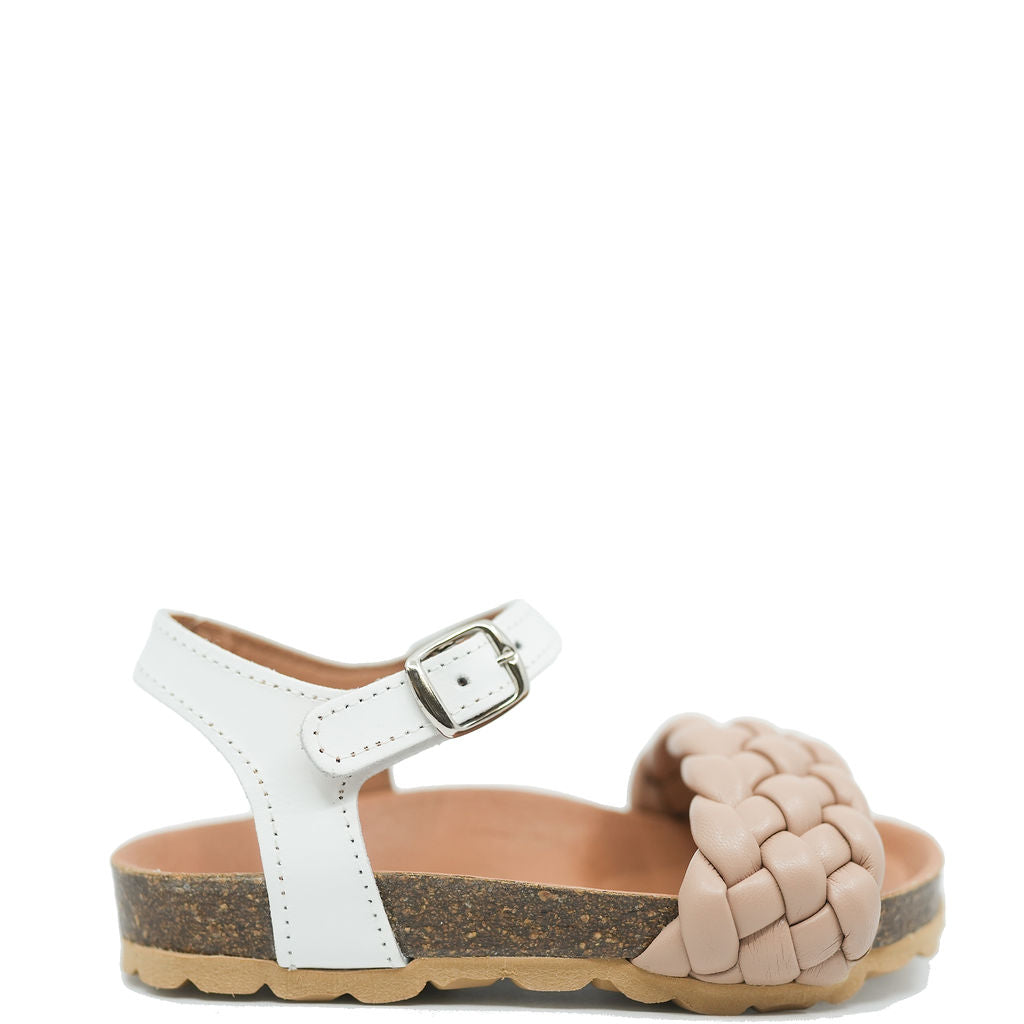 Papanatas Old Rose Braided Sandal-Tassel Children Shoes