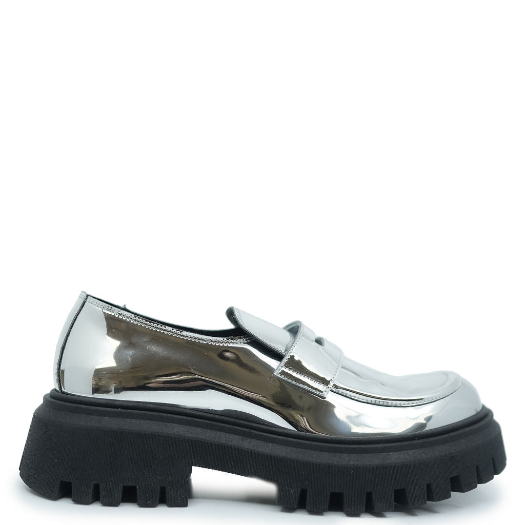 Rondinella Silver Mirror Chunky Loafer-Tassel Children Shoes