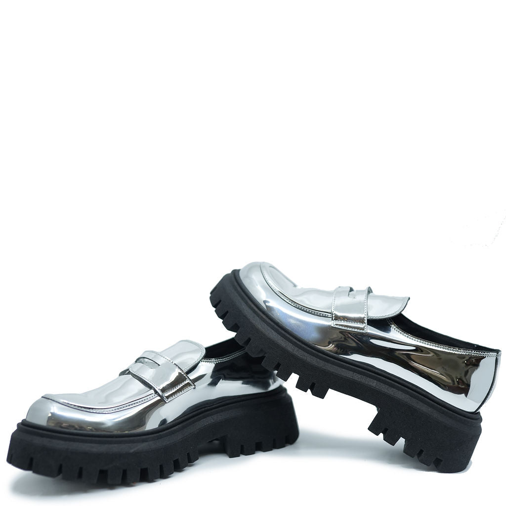 Rondinella Silver Mirror Chunky Loafer-Tassel Children Shoes
