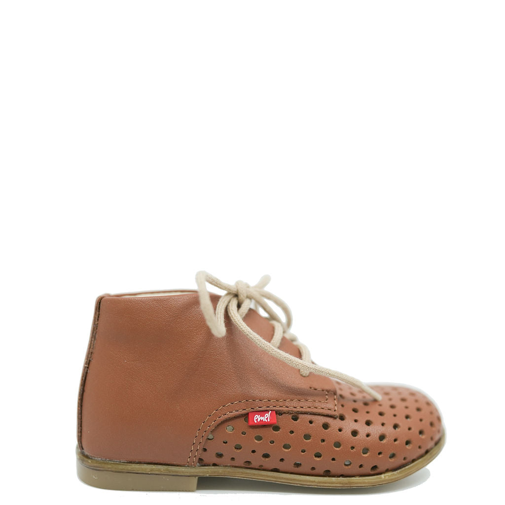 Emel Luggage Leather Perforated Baby Bootie-Tassel Children Shoes