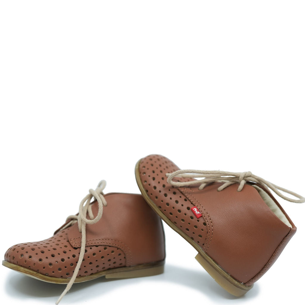 Emel Luggage Leather Perforated Baby Bootie-Tassel Children Shoes