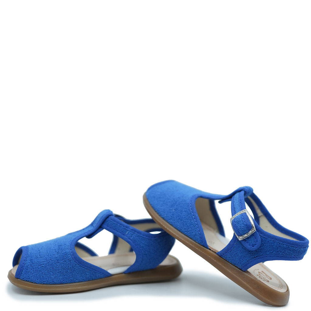 Pepe Blue Terry T Strap Sandal-Tassel Children Shoes