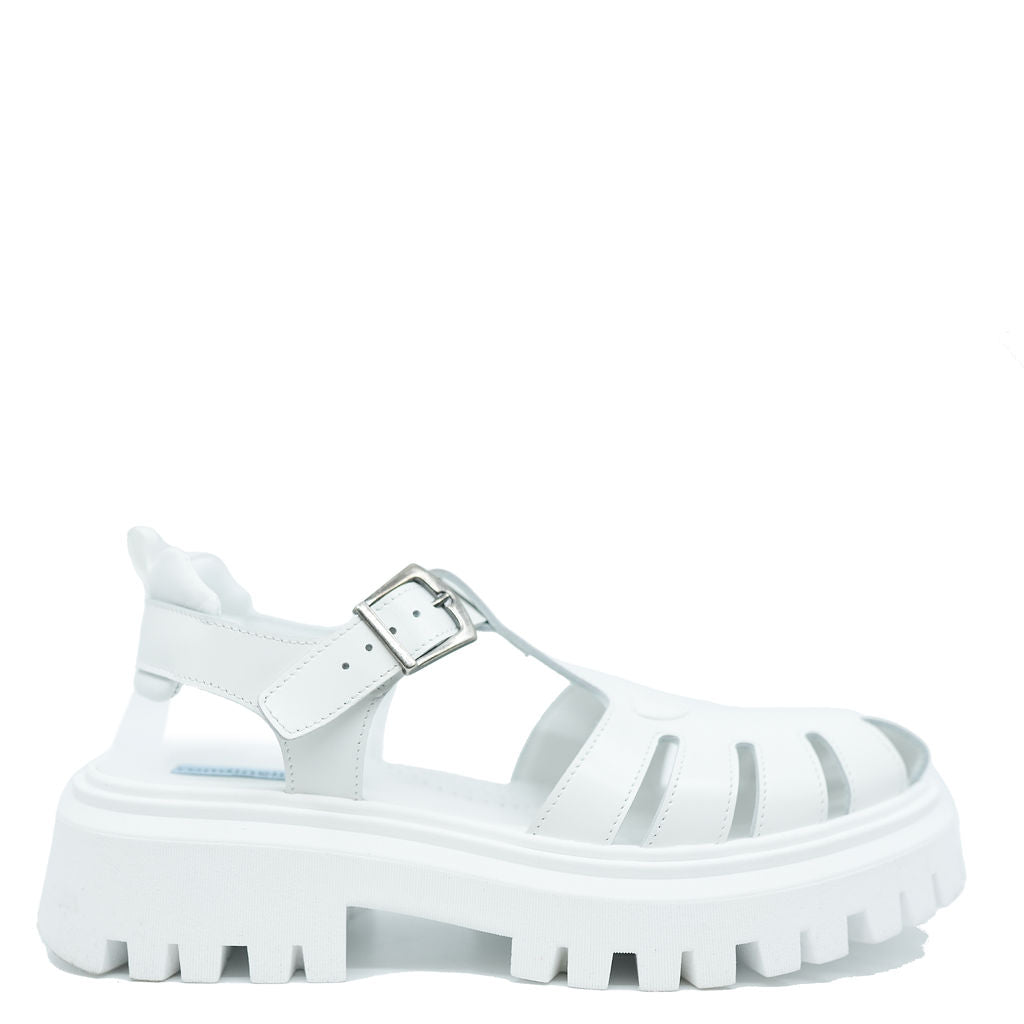 Rondinella White Gladiator Chunky Sandal-Tassel Children Shoes