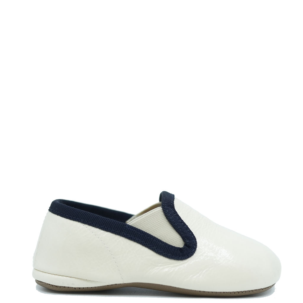 Pepe Ivory and Navy Piping Slip On Shoe-Tassel Children Shoes